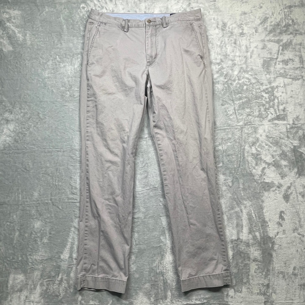 Polo Ralph Lauren Chinos Mens 33x32 Grey Stretch Straight Fit Cotton Pants